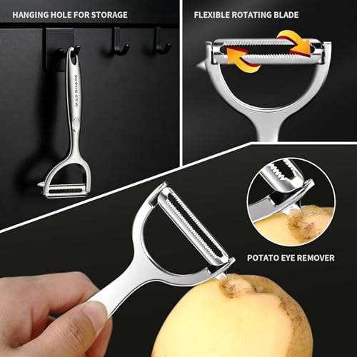 MAD SHARK Y & I Vegetable Peeler 2 Pack, Stainless Steel Serrated Blade Set - Image 4