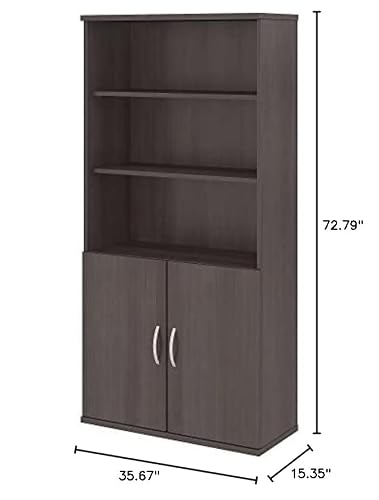 Bush Business Furniture Studio C 5 Shelf Bookcase With Doors In Storm Gray #TOP6