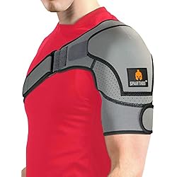 Sparthos Shoulder Brace - Support Sleeve for Torn Rotator Cuff, AC Joint Pain Relief - Arm Immobilizer Strap Wrap - Fits Bicep 14-30 in, Left or Right, Men & Women - Measure Before Purchase - XXL