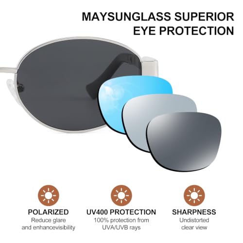 MAYSUNGLASS Trendy Oval Sunglasses for Women Small Polarized Designer — view 4