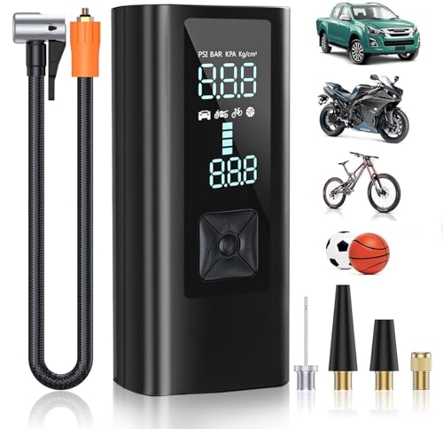 TOBZMONO Tire Pump Inflator Portable Air Compressor, Auto Air Pump for Car Tires Tire Inflator 180PSI with 22000mAh Battery Pressure Gauge & LED Screen Air Compressor for Car Motorcycle Bike Ball