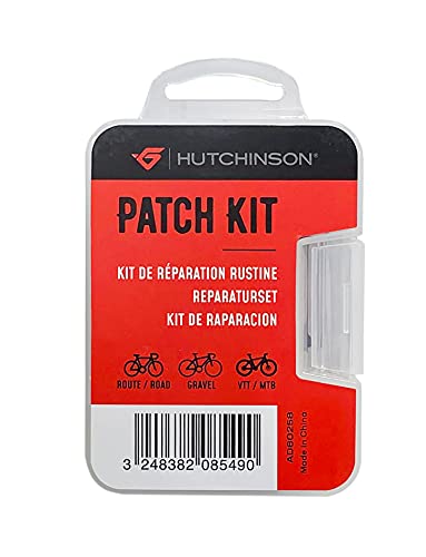 HUTCHINSON - Accessori per bici - Kit di toppe - Riparazione pneumatici Tubetype - 8 toppe - 1 tela di smeriglio - 1 tubetto di adesivo 12 ml