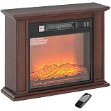 HOMCOM 26" Electric Fireplace with Mantel Surround Freestanding Dark Brown