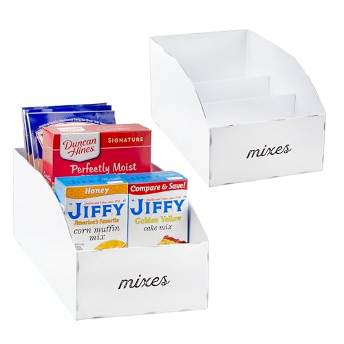 AuldHome Design Farmhouse Baking Mix Organizers (2-Pack, White); Enamelware Pantry