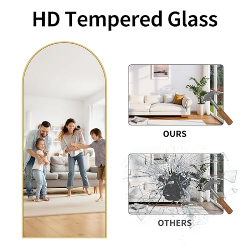 InfiniGlass 76"x34" Arched Full Length Mirror, Large Floor Mirror with Aluminum Alloy Frame Standing Hanging or Leaning Wall-Mounted Mirror, Vanity Mirror for Living Room and Bedroom,Gold by InfiniGlass - Image 2