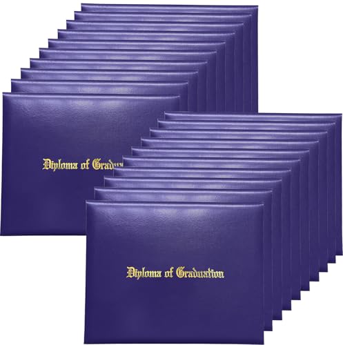 MyGradDay 40 Packs Imprinted Diploma Cover 8.5x11 Diploma Holder Graduation Certificate Cover Smooth Leather Letter Size Purple