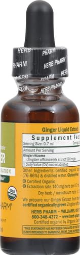 Herb Pharm Certified Organic Ginger Liquid Extract for Digestive Support - 1 Ounce
