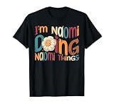 Naomi Happy Birthday T-Shirt, Women's Retro Sports Cartoon T-Shirt, Black, Small