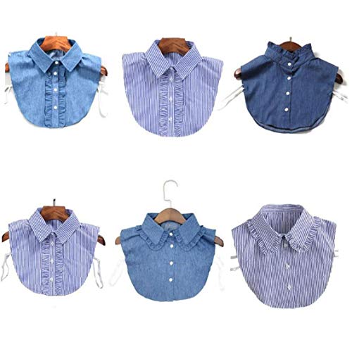 Hotaden Femmes Denim avec col en Dentelle col de Chemise de Faux Cravate Vintage Collier détachable Faux col Revers Chemisier Top – vue 3