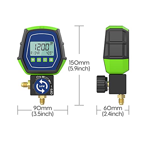 R134A Digital Manifold Gauge Set Hvac For Testing Maintaining Air-Conditioner, Vacuum Pressure Temperature Leakage A/C Refrigeration Tester With Built-In 90 Refrigerants #TOP5