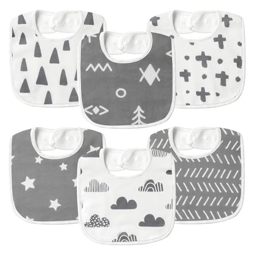 Image of POIKSHARK 6 Pack Organic Baby Bibs for Unisex Boys Girls, Teething Baby Bib, Soft Cotton Baby Drool Bibs