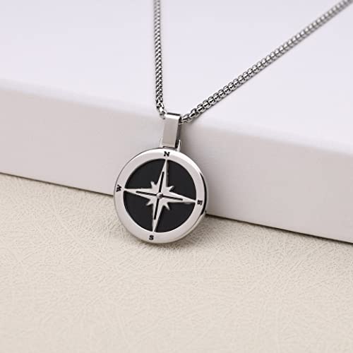 Gavu Men's Stainless Steel Compass Surfer Necklace #TOP2
