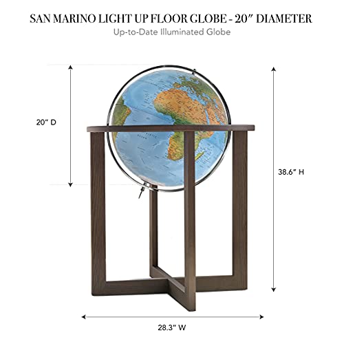 Waypoint Geographic Light Up Floor Stand Globe San Marino - 38" Tall Decorative Illuminated Standing Floor Globe With Blue Ocean - 20" Round - Up To Date World Globe (Wp61107), 25.4 Lb. #TOP1