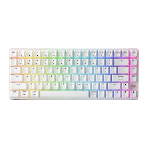 Cherry XTRFY K33 Compact Wireless, Wireless Mem-chanical Gaming-Tastatur, 75% Größe, Multi-Device Tastatur, RGB-Beleuchtung, IP54 Staub- und Spritzwassergeschützt, US-Format (QWERTY), Weiß