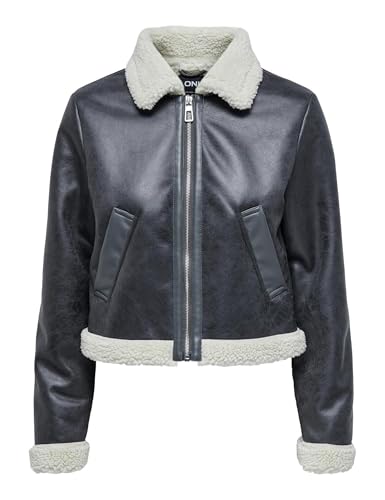 Veste de motard Femme ONLY Onlbetty blouson zippé noir coupe-vent ajusté
