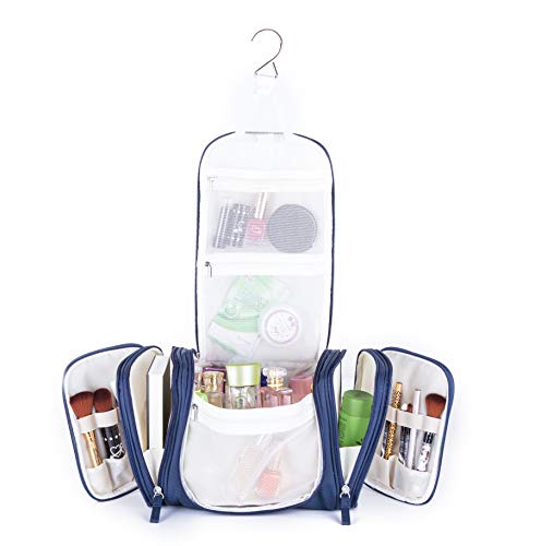 Avigo Bags Extra Large Hanging Toiletry/Cosmetic Bag | Makeup Organizer | With Optional Shoulder Strap | 500D Polyester | Navy #TOP3