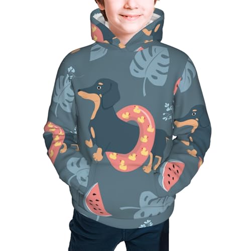 Watermelons Dachshunds Kid Hoodies Boys Sweatshirts Girls Pullover with Pocket3