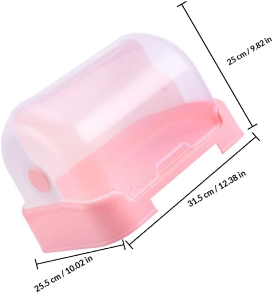 Pink Pp Bottle Drying Rack with Lid and Removable Water Tray, Neat and Generous Storage Organizer for Kitchen Plates and Dishes
