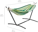 Amazon Basics Double Hammock with 2.74-meter Space Saving Steel Stand and Carrying Case, 450 lb Capacity, Vigor Green, 279.4 cm x 119.38 cm x 109.22 cm