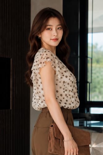 Image of Womens Regular Fit Shirt | Premium Chiffon Allover Print Sleeveless Shirts for Casual & Office Wear | Stylish Summer Button-Down Shirt for Girls & Women