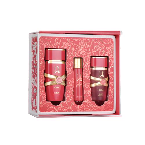 Lattafa Yara Candy Gift Set 100ml Eau de Parfum 12ml Travel Perfume & 50ml Hair Mist | Sweet Fruity Creamy Arabic Fragrance for Women | Long-Lasting Perfume Trio