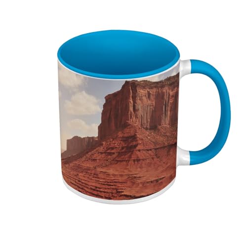 Premium Quality Blue Colour Mug - Monument Valley Arizona USA Wild Landscape - Mug with Handle and Coloured Interior