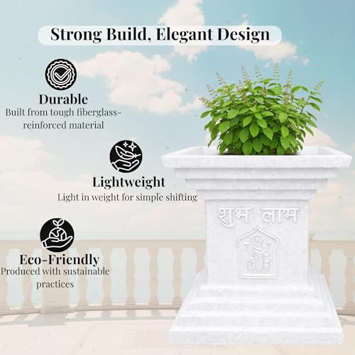 Image of Niyara Tulsi Ceramic Pot for Indoor, Outdoor, Home Office, Pooja Plants Gamla (16 Inch, FRP)