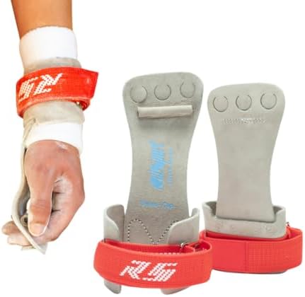 Reisport High Bar Grips for Men & Boys, Leather, Hook Loop, Medium
