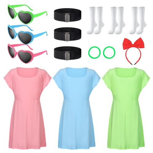 GGSTDDUP 15 Pcs Women Anime Hero Costume Accessories Include Adult Cosplay Tube Dress Heart Sunglasses Socks for Holiday Carnival Halloween Cosplay Women Girls