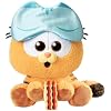 Animagic Baby Garfield Eat Sleep and Repeat 10'' (25cm) Plush | Includes Lasagna and Sleep Mask | Great for Garfield Fans | Ages 3+