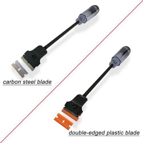NBTOOL Razor Blade Scraper Tool Long Handle Sticker Scraper,Long Scraper Razor Scraper Tool with 10pcs Carbon Steel Razor Scraper Blades & 10pcs Double-Edged Plastic Blades by NBTOOL - Used condition - Image 6