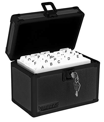Vaultz Lockable Index Card Holder Storage - Flash Card Organizer For Recipes, Passwords Or Studying Holds 450 4X6 Inchv Notecards - Index Card Box Study Accessories, Tactical Black #TOP1