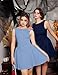 YMDUCH Women's Summer Sleeveless Crew Neck Backless A-line Mini Party Prom Dress Navy