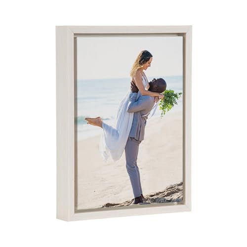 Kate and Laurel Custom Printed Framed Canvas Wall Art, 10x13 White, Sylvie Personal Canvas Print with Your Photos for Bedroom or Living Room Gallery Wall Decor | Printed and Hand Framed in the USA
