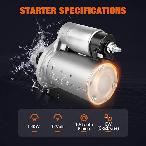 SINTLY 19616N Starter Motor Fit for Chrysler, Town Country & Dodge Avenger, Grand Caravan, Journey & Ram CV, ProMaster 1500 2500 3500 & Volkswagen Routan & Jeep Cherokee, 3.2L 3.6L, 1.4KW 12V 10T CW by SINTLY - Image 3