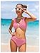 SOLY HUX Girl's V Neck Ring Linked Bikini Sets Bathing Suits Two Piece Swimsuit Solid Pink 10-11Y