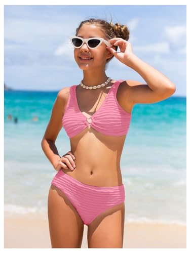 Image of SOLY HUX Girl's V Neck Ring Linked Bikini Sets Bathing Suits Two Piece Swimsuit