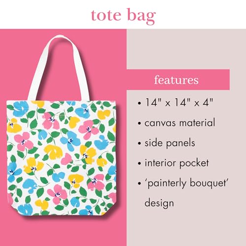Image of kate spade new york Canvas Tote Bag for Women, Cute Tote Bag for Work or Teacher, Canvas Beach Bag, Book Tote with Pocket