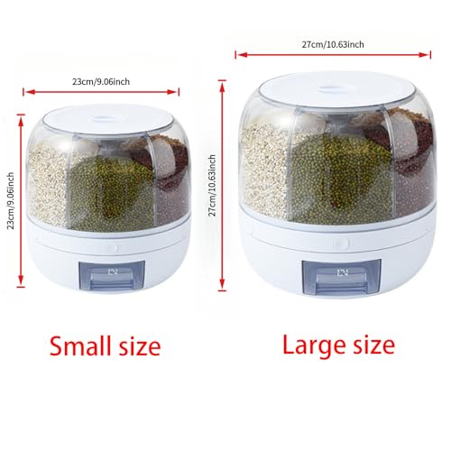 Rotating grain distributor, 6-grid large rice storage container for storing rice, beans and cat food, sealed and moisture-proof, large size. - Image 4