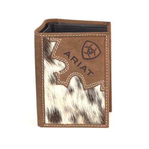 ARIAT Trifold Brindle Calf Hair Wallet, Brown2