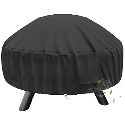SHINESTAR Round Fire Pit Cover for 22-32 Inch Fire Pit - Waterproof and Windproof, with Straps and Built-in Vents, 32 Dia x 13.5 H, Black