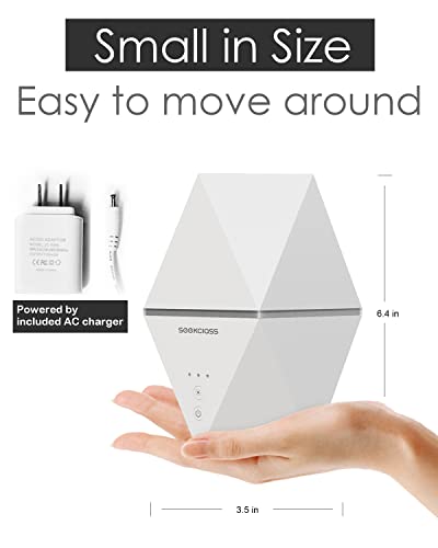 Seekclass Essential Oil Diffuser, 100Ml Ultrasonic Aromatherapy Diffusers, Cool Mist Humidifier, Waterless Auto-Off, 7 Color Led Lights, Polyhedral Design Aroma Diffuser For Home Yoga Office, White #TOP3
