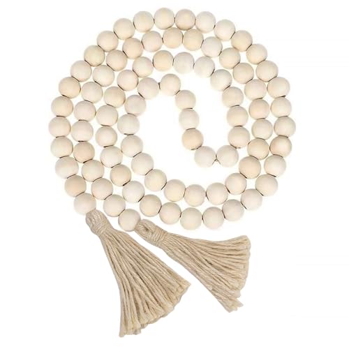 58 Inch Farmhouse Wood Bead Garland,Rustic Farmhouse Boho Decor,Wall Hanging