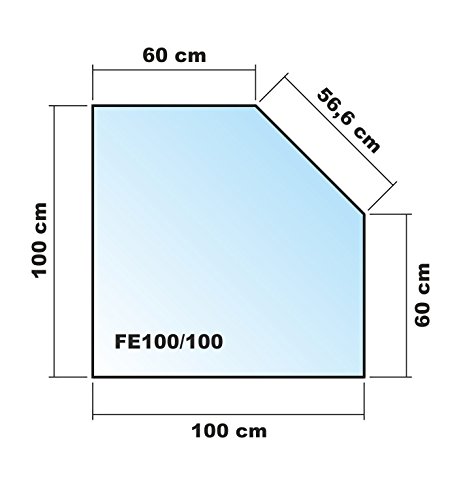 Funkenschutzplatte Fünfeck 100x100cm Glasplatte ohne Dichtung