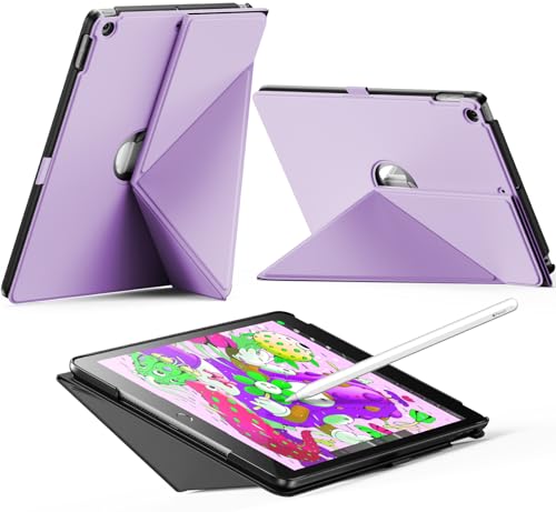 INFILAND Case for iPad 10.2 Inch 9th/8th/7th Generation, Slim Foldable Book-Style Cover with Horizontal and Vertical Stand, Protective Case for iPad 10.2 (2021/2020/2019) (Purple) by INFILAND - Used condition - US$8.75