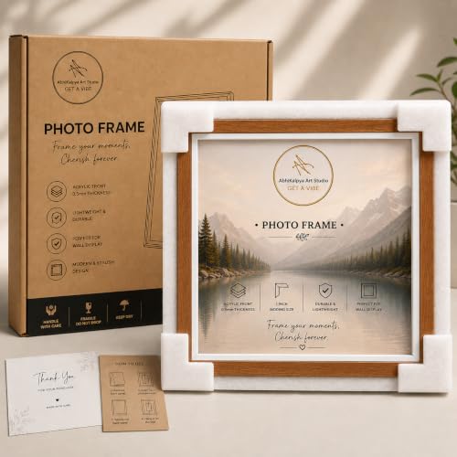 Image of AbhiKalpya Art Studio A3 Photo Frame 12x16 inch Acrylic Front (Set of 3) (Teak White)