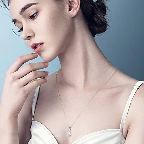 Moosea Pear Moissanite Pendant Necklace For Women, 1.75Ct D Color Vvs1 Clarity Lab Created Diamond Pendant Necklace 14K White Gold Vermeil Classic 3 Prong Moissanite Necklace For Women Jewelry Gifts #TOP3