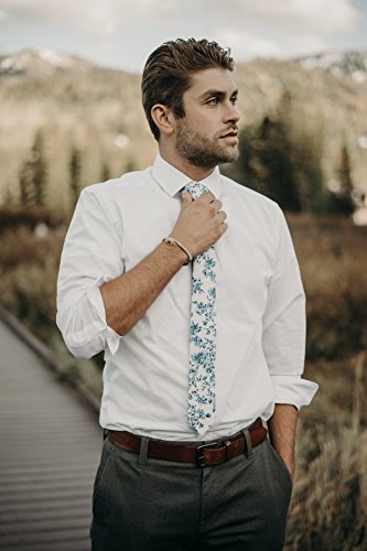 Image of DAZI Men's Skinny Tie Floral Print Cotton Necktie, Great for Weddings, Groom, Groomsmen, Missions, Dances, Gifts.