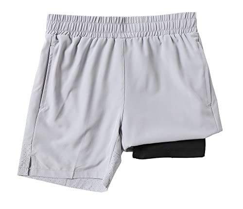 IRELIA Boys Box Brief Liner Compression Mesh Athletic Shorts Pocket Kids Quick Dry Active Sports Shorts with Reflective Strip Light Gray 14-16 - image 3