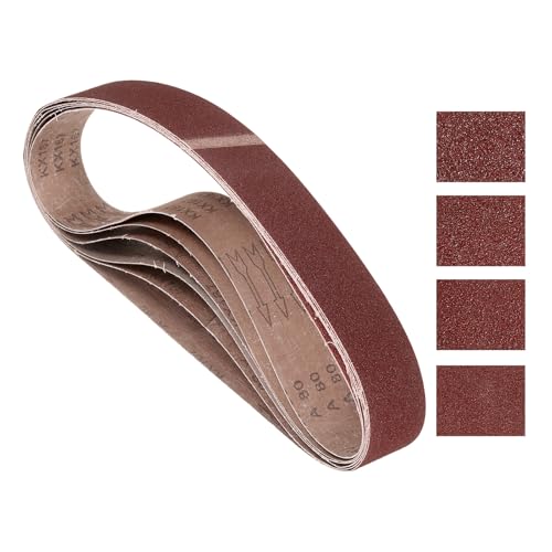 Image of Kozelo 8 Pcs Sanding Belts 25mm x 1067mm 40/60/80/120 Grit Aluminum Oxide Abrasive Sandpaper for Belt Sander Metal Grinding Wood Working Weld Rust Removal